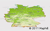 Physical Panoramic Map of Germany, cropped outside