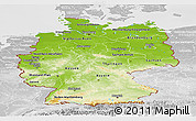 Physical Panoramic Map of Germany, lighten, desaturated