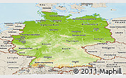 Physical Panoramic Map of Germany, shaded relief outside