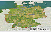 Satellite Panoramic Map of Germany, lighten, land only