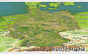 Satellite Panoramic Map of Germany, physical outside, satellite sea