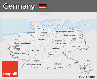 Silver Style Panoramic Map of Germany, single color outside