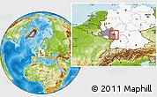 Physical Location Map of Alzey-Worms, highlighted country, highlighted grandparent region