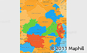 Political Simple Map of Rheinhessen-Pfalz, political shades outside