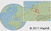 Savanna Style Location Map of Trier, hill shading