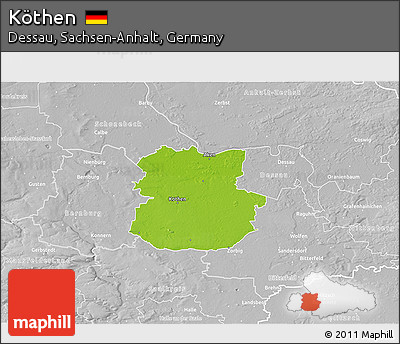 Physical 3D Map of Köthen, lighten, desaturated