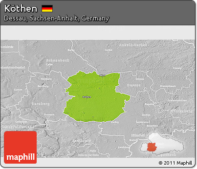 Physical 3D Map of Köthen, lighten, desaturated