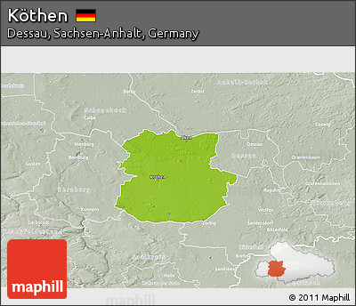 Physical 3D Map of Köthen, lighten, semi-desaturated