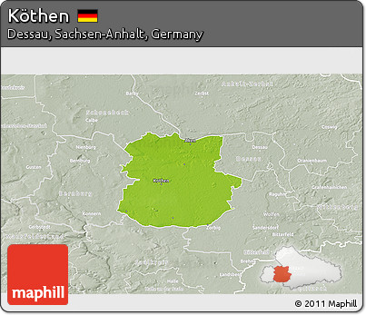 Physical 3D Map of Köthen, lighten, semi-desaturated