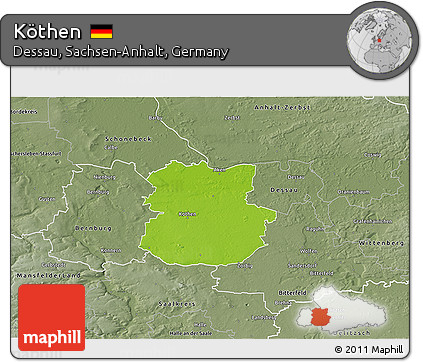 Physical 3D Map of Köthen, semi-desaturated