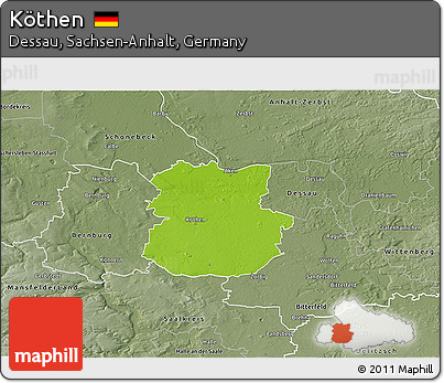Physical 3D Map of Köthen, semi-desaturated