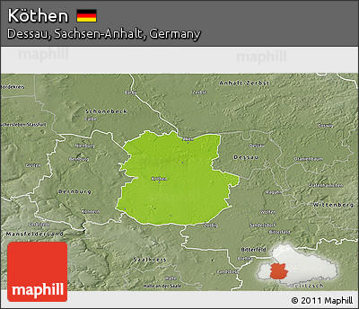 Physical 3D Map of Köthen, semi-desaturated