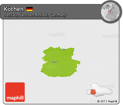 Physical 3D Map of Köthen, single color outside