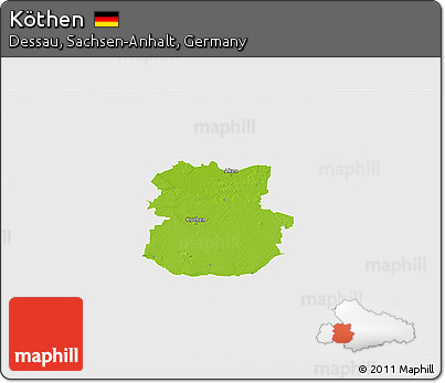 Physical 3D Map of Köthen, single color outside