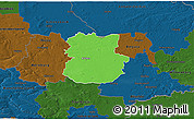 Political 3D Map of Köthen, darken