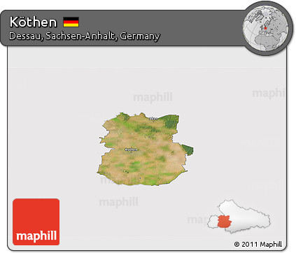 Satellite 3D Map of Köthen, cropped outside
