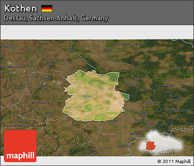 Satellite 3D Map of Köthen, darken