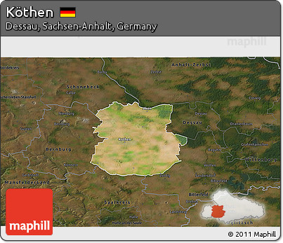 Satellite 3D Map of Köthen, darken