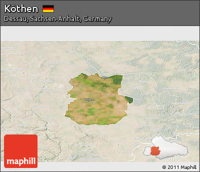 Satellite 3D Map of Köthen, lighten