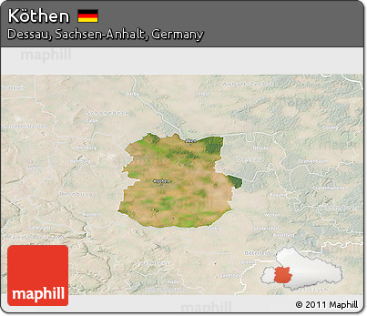 Satellite 3D Map of Köthen, lighten