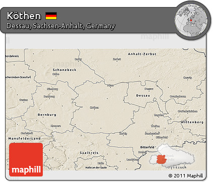 Shaded Relief 3D Map of Köthen