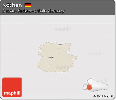 Shaded Relief 3D Map of Köthen, single color outside
