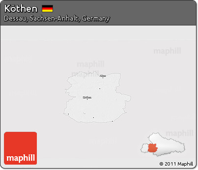 Silver Style 3D Map of Köthen, single color outside