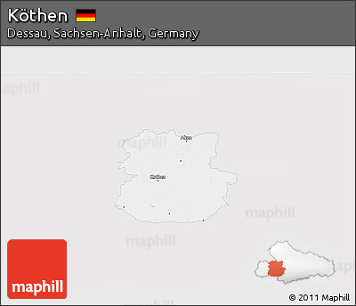 Silver Style 3D Map of Köthen, single color outside
