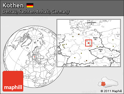 Blank Location Map of Köthen, highlighted parent region