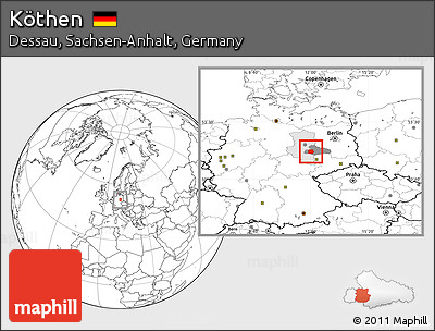 Blank Location Map of Köthen, highlighted parent region, highlighted grandparent region