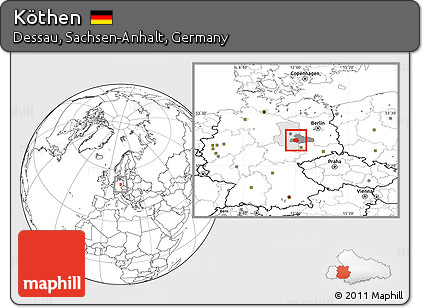 Blank Location Map of Köthen, highlighted parent region, highlighted grandparent region