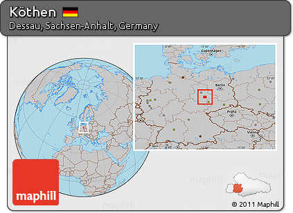 Gray Location Map of Köthen