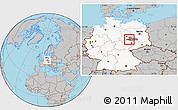 Gray Location Map of Köthen, highlighted country, highlighted parent region