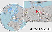 Gray Location Map of Köthen, highlighted parent region, hill shading