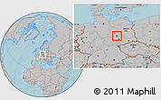 Gray Location Map of Köthen, hill shading