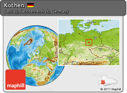 Physical Location Map of Köthen
