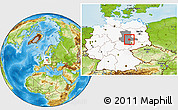 Physical Location Map of Köthen, highlighted country, highlighted grandparent region
