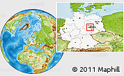 Physical Location Map of Köthen, highlighted country, highlighted parent region