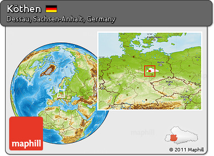 Physical Location Map of Köthen, highlighted parent region
