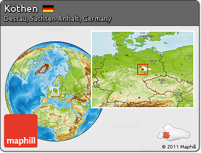 Physical Location Map of Köthen, highlighted parent region
