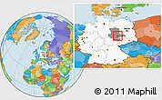 Political Location Map of Köthen, highlighted country, highlighted grandparent region