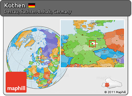 Political Location Map of Köthen, highlighted parent region