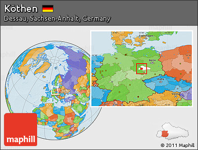 Political Location Map of Köthen, highlighted parent region