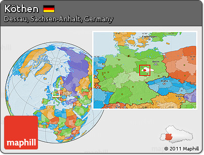Political Location Map of Köthen, highlighted parent region