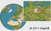 Satellite Location Map of Köthen, highlighted parent region, highlighted grandparent region