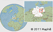 Savanna Style Location Map of Köthen, highlighted country, highlighted parent region, within the entire country, hill shading