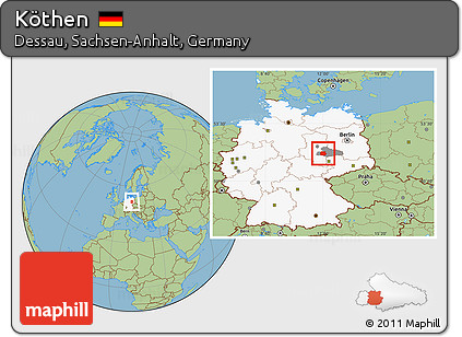 Savanna Style Location Map of Köthen, highlighted country, highlighted parent region