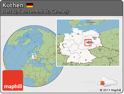 Savanna Style Location Map of Köthen, highlighted country, highlighted parent region