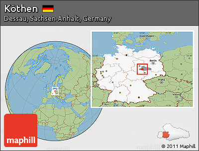 Savanna Style Location Map of Köthen, highlighted country, highlighted parent region