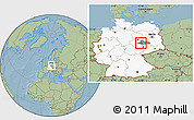 Savanna Style Location Map of Köthen, highlighted country, highlighted parent region, hill shading